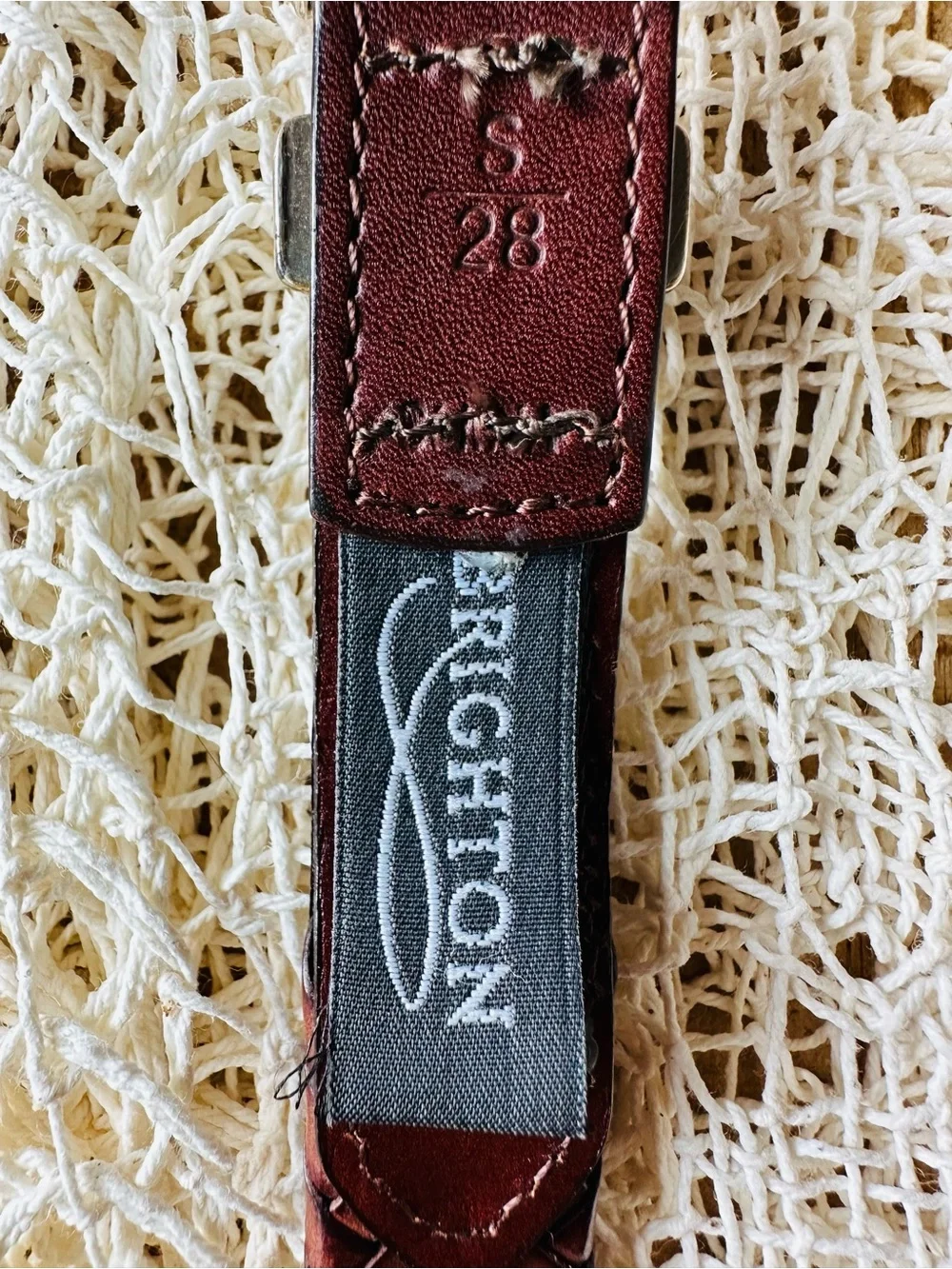 Brighton Brown Braided Leather Belt Silver Concho Western Boho Size Small 28